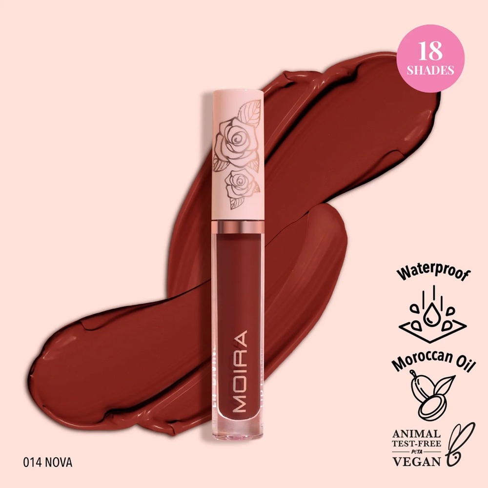 NEW Moira Lip Divine Liquid Lipstick Dark Red Waterproof Liquid Lipstick (Nova)